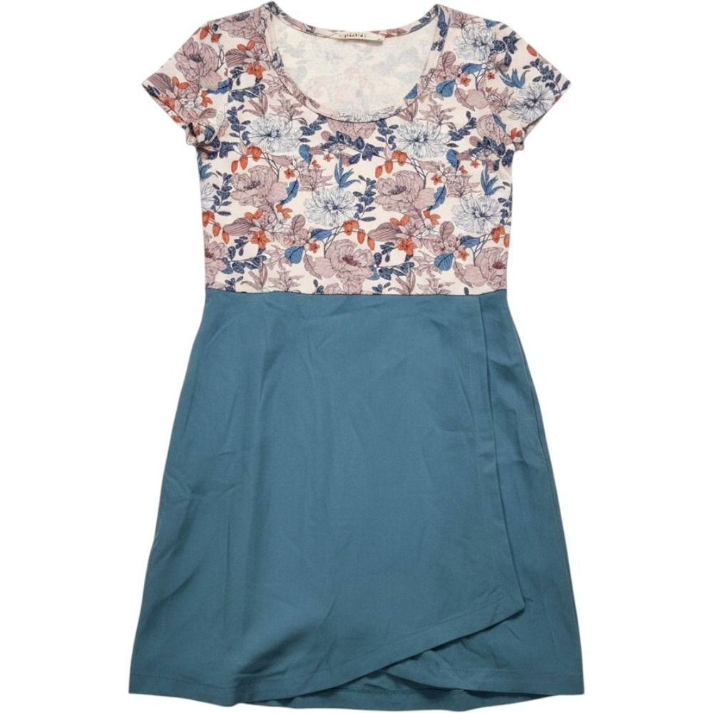 Anthropologie Dilan Left Coast Collection Floral Mixed Media Dress Teal XS NEW